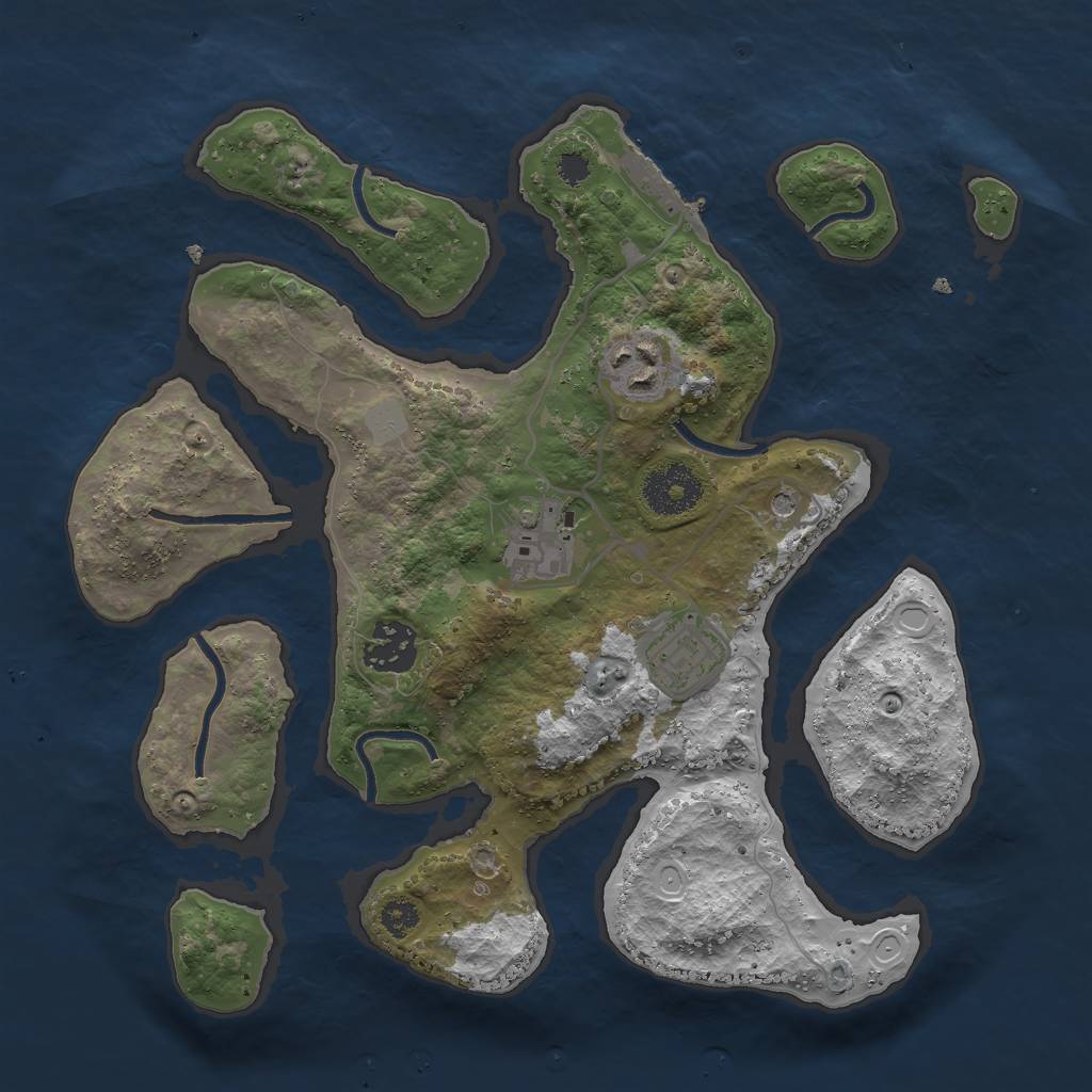 Rust Map: Procedural Map, Size: 3000, Seed: 765488, 11 Monuments
