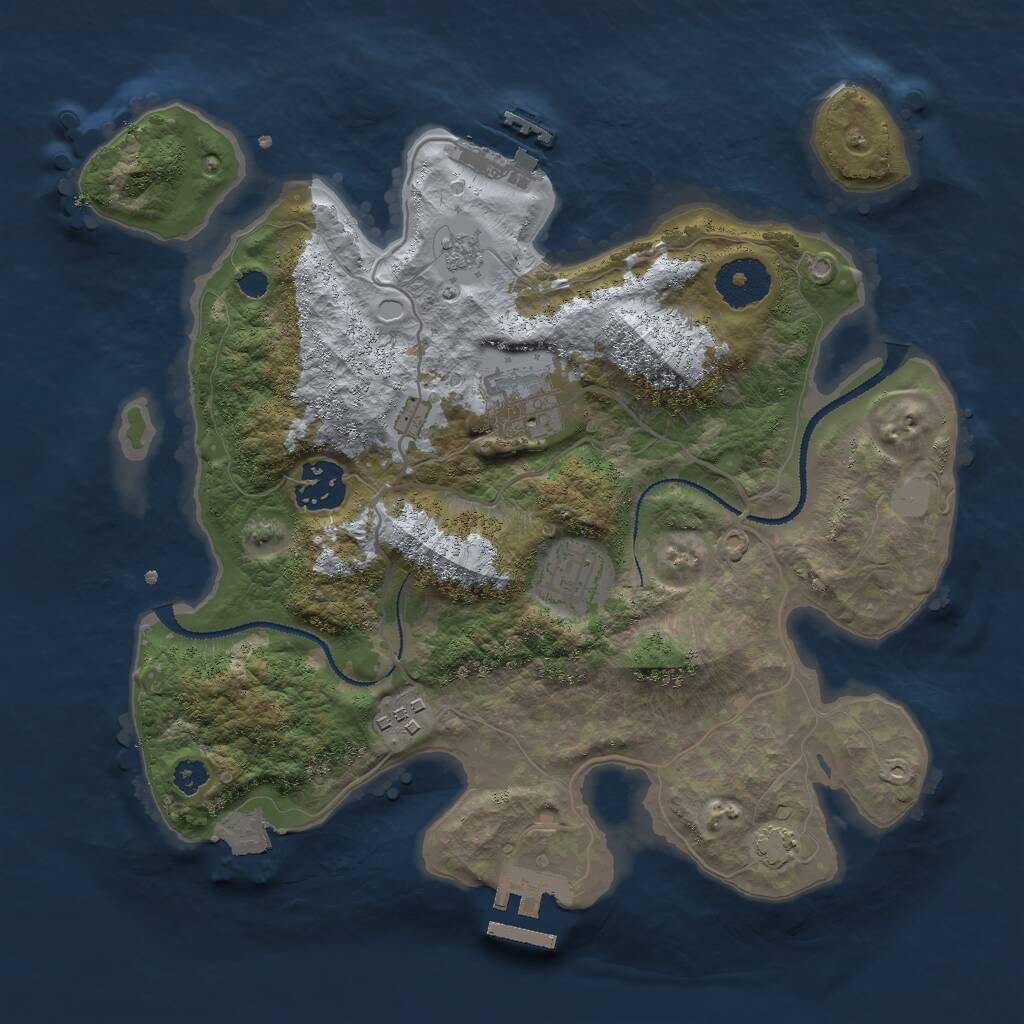 Rust Map: Procedural Map, Size: 3000, Seed: 614145, 9 Monuments
