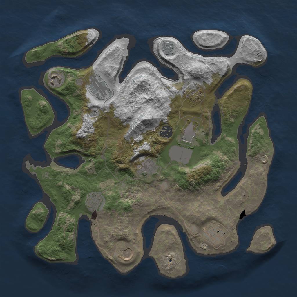 Rust Map: Barren, Size: 3500, Seed: 123412, 13 Monuments