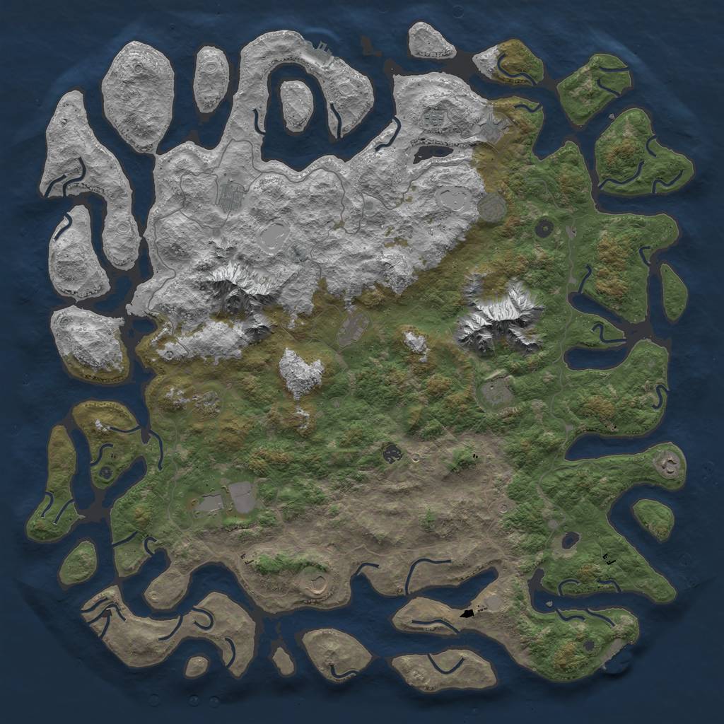 Rust Map: Procedural Map, Size: 6000, Seed: 914417370, 19 Monuments