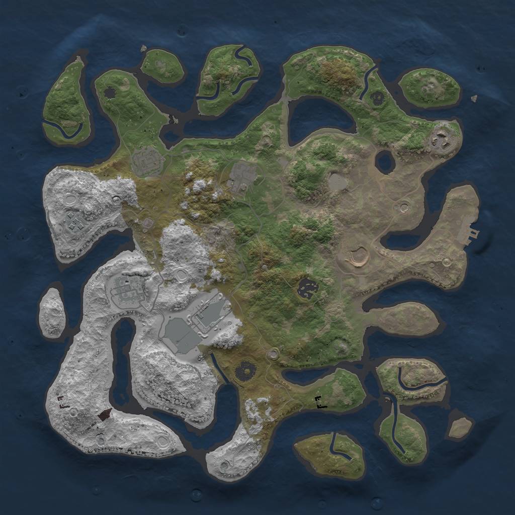 Rust Map: Procedural Map, Size: 3800, Seed: 584225596, 15 Monuments