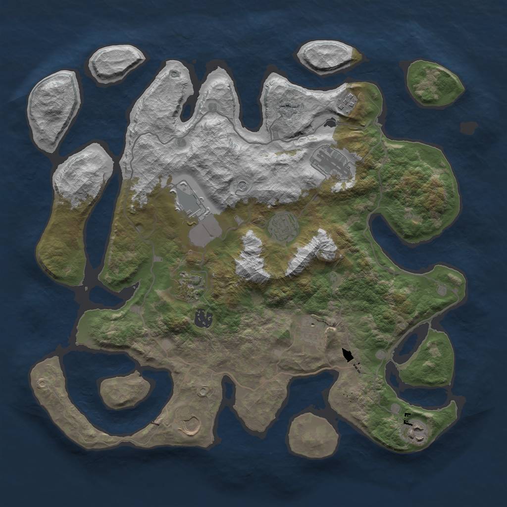 Rust Map: Barren, Size: 4000, Seed: 45, 12 Monuments