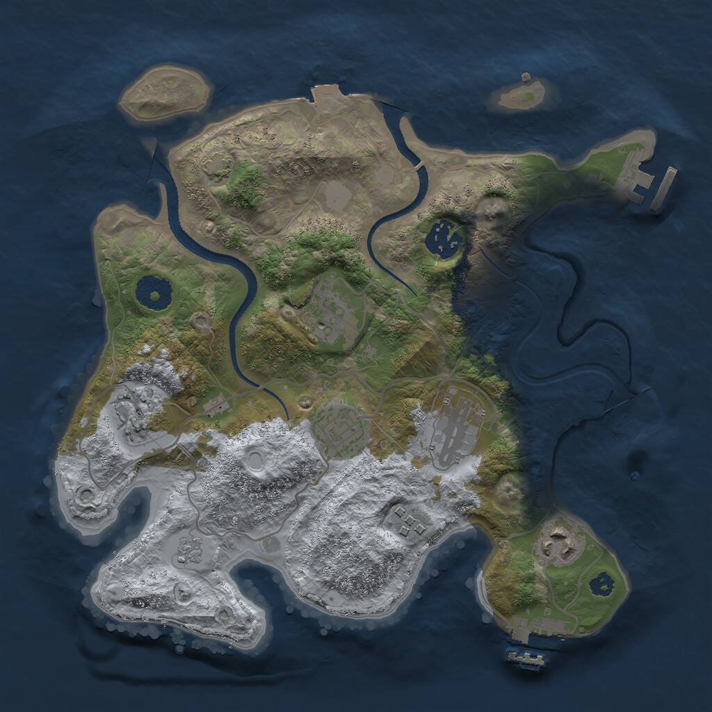 Rust Map: Procedural Map, Size: 3000, Seed: 916395, 12 Monuments