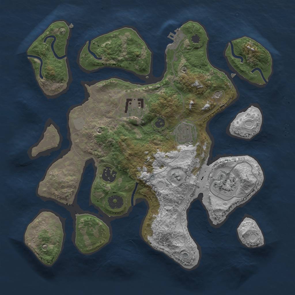 Rust Map: Procedural Map, Size: 3000, Seed: 291886, 11 Monuments