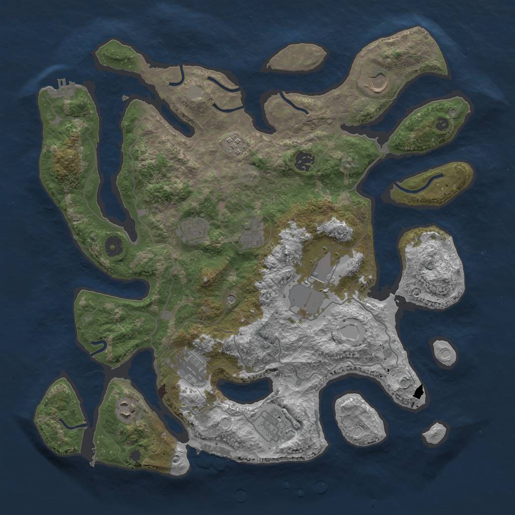Rust Map: Procedural Map, Size: 4000, Seed: 682201, 17 Monuments