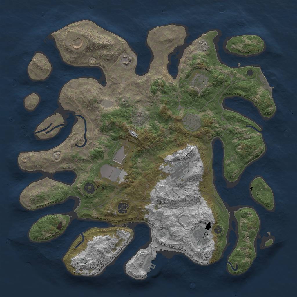 Rust Map: Procedural Map, Size: 4000, Seed: 169163442, 17 Monuments