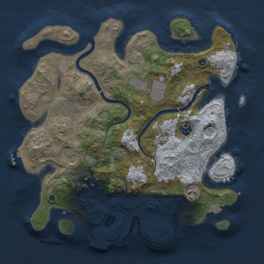 Rust Map: Procedural Map, Size: 3500, Seed: 756888, 12 Monuments