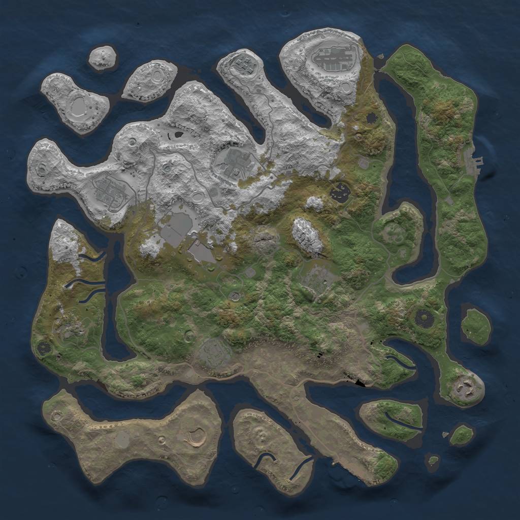 Rust Map: Procedural Map, Size: 4050, Seed: 1088760649, 19 Monuments