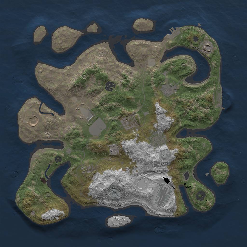 Rust Map: Procedural Map, Size: 3700, Seed: 966670472, 18 Monuments