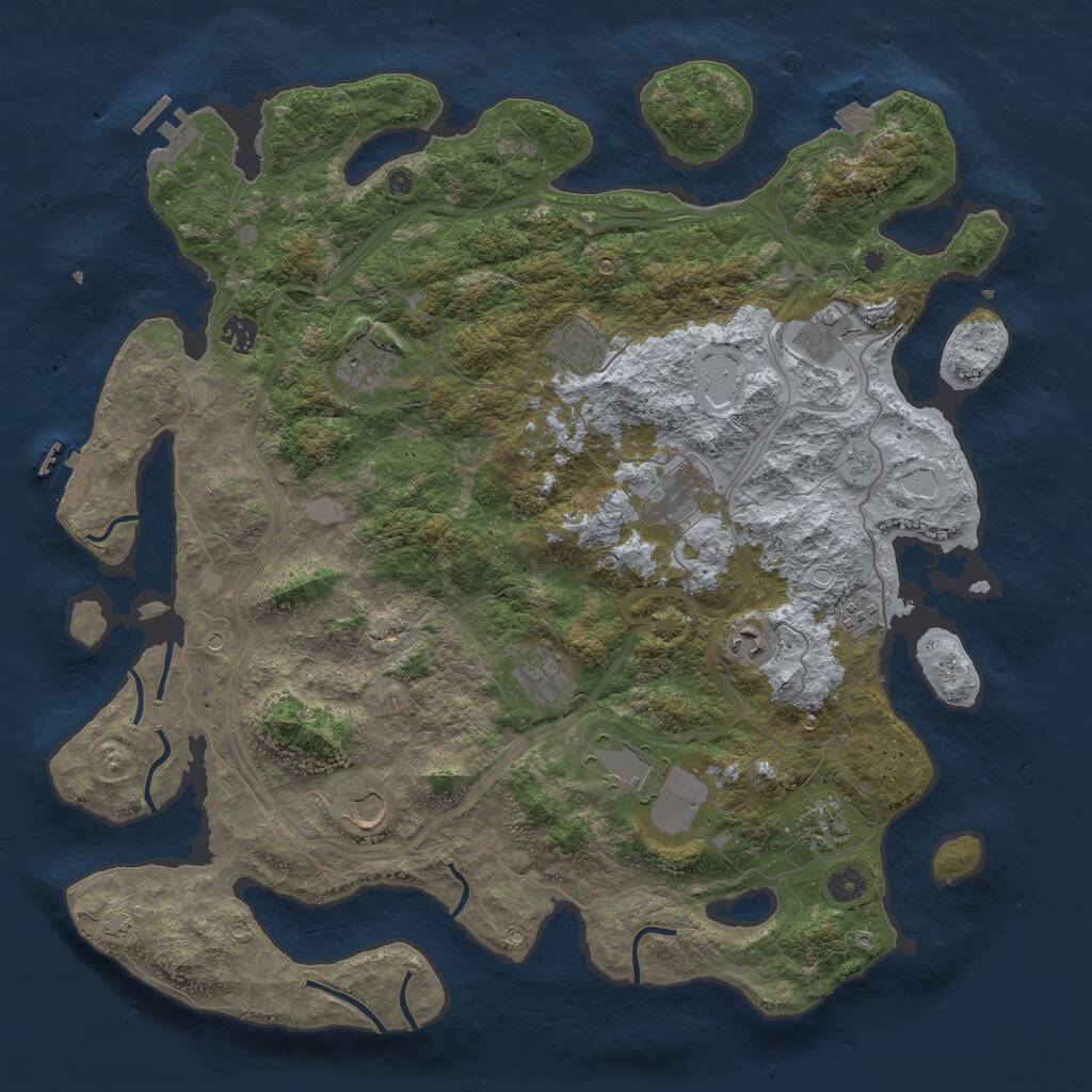 Rust Map: Procedural Map, Size: 4500, Seed: 373265421, 17 Monuments