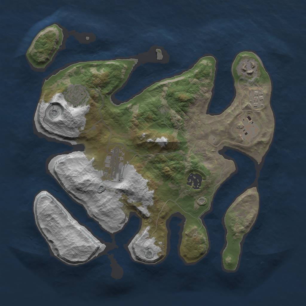 Rust Map: Barren, Size: 2950, Seed: 845632, 9 Monuments