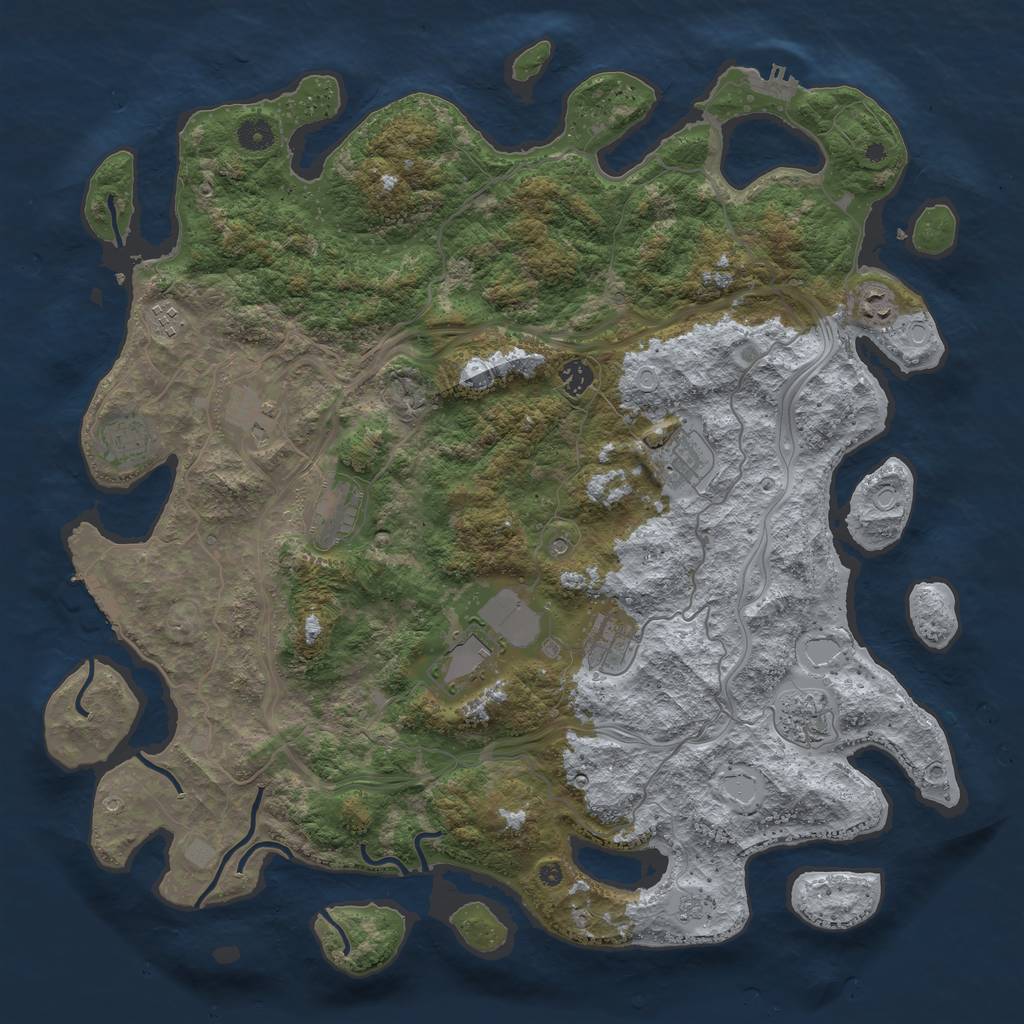 Rust Map: Procedural Map, Size: 4500, Seed: 2052033579, 17 Monuments