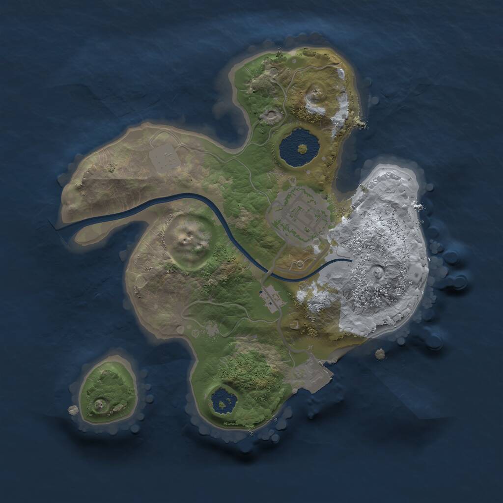 Rust Map: Procedural Map, Size: 2000, Seed: 2143266021, 2 Monuments