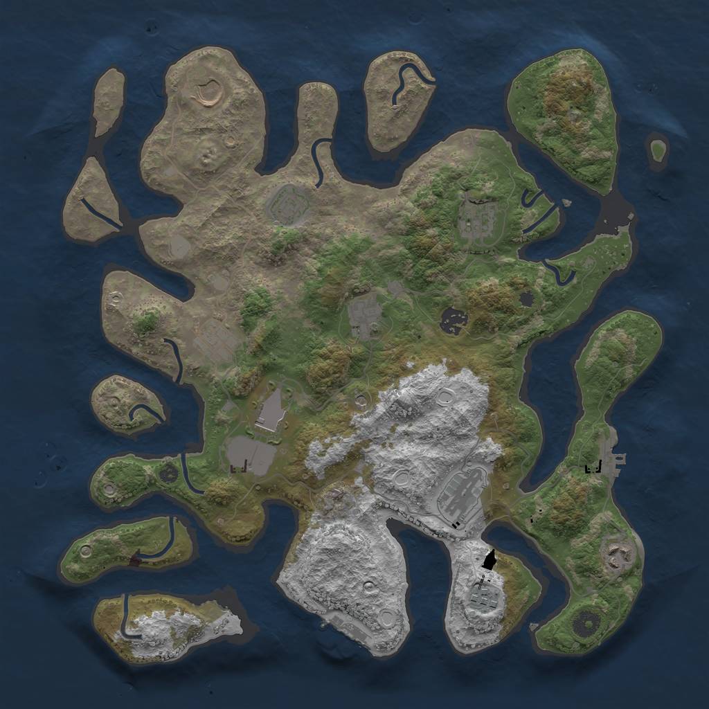 Rust Map: Procedural Map, Size: 3950, Seed: 441007100, 18 Monuments