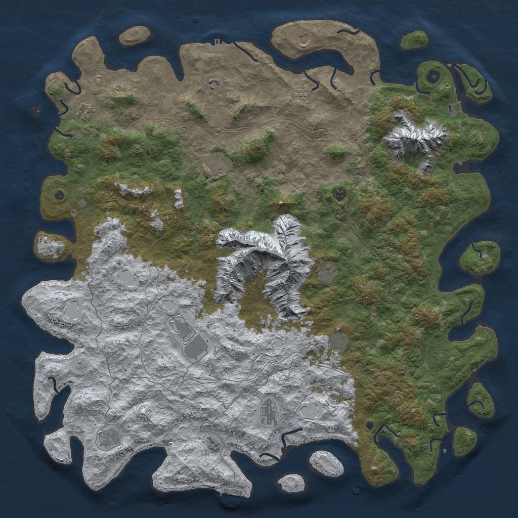 Rust Map: Procedural Map, Size: 6000, Seed: 33, 20 Monuments