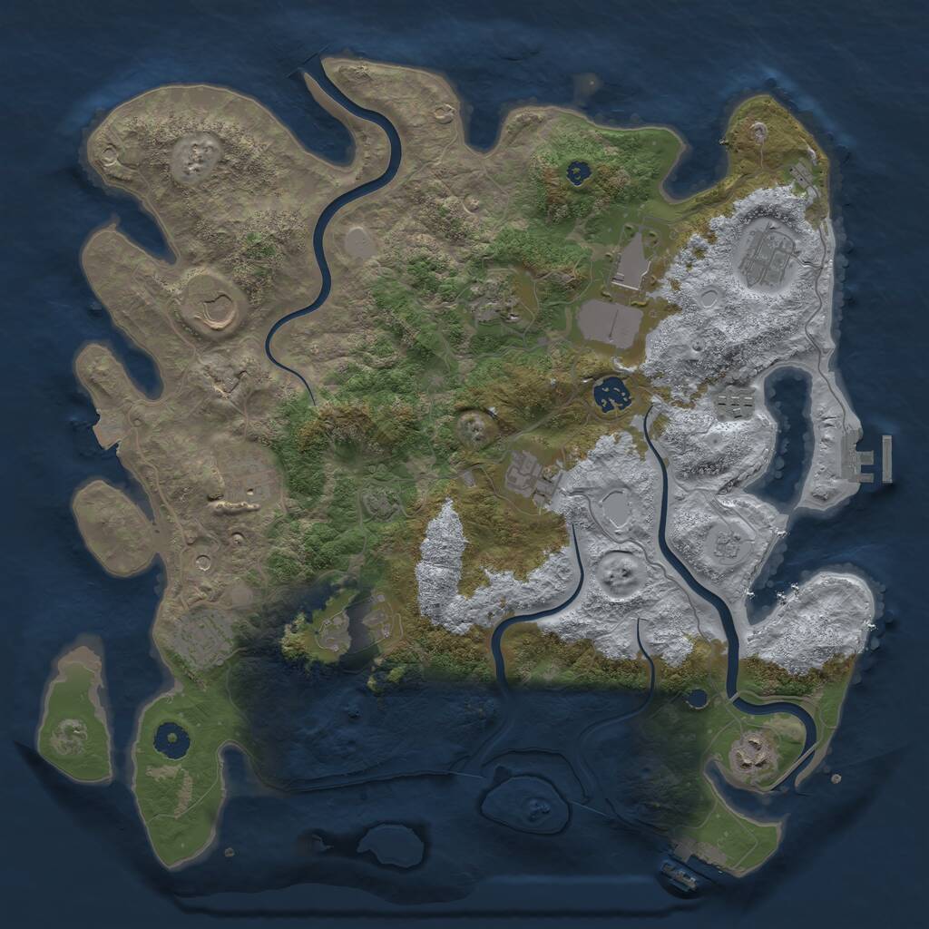 Rust Map: Procedural Map, Size: 3950, Seed: 1622218909, 17 Monuments