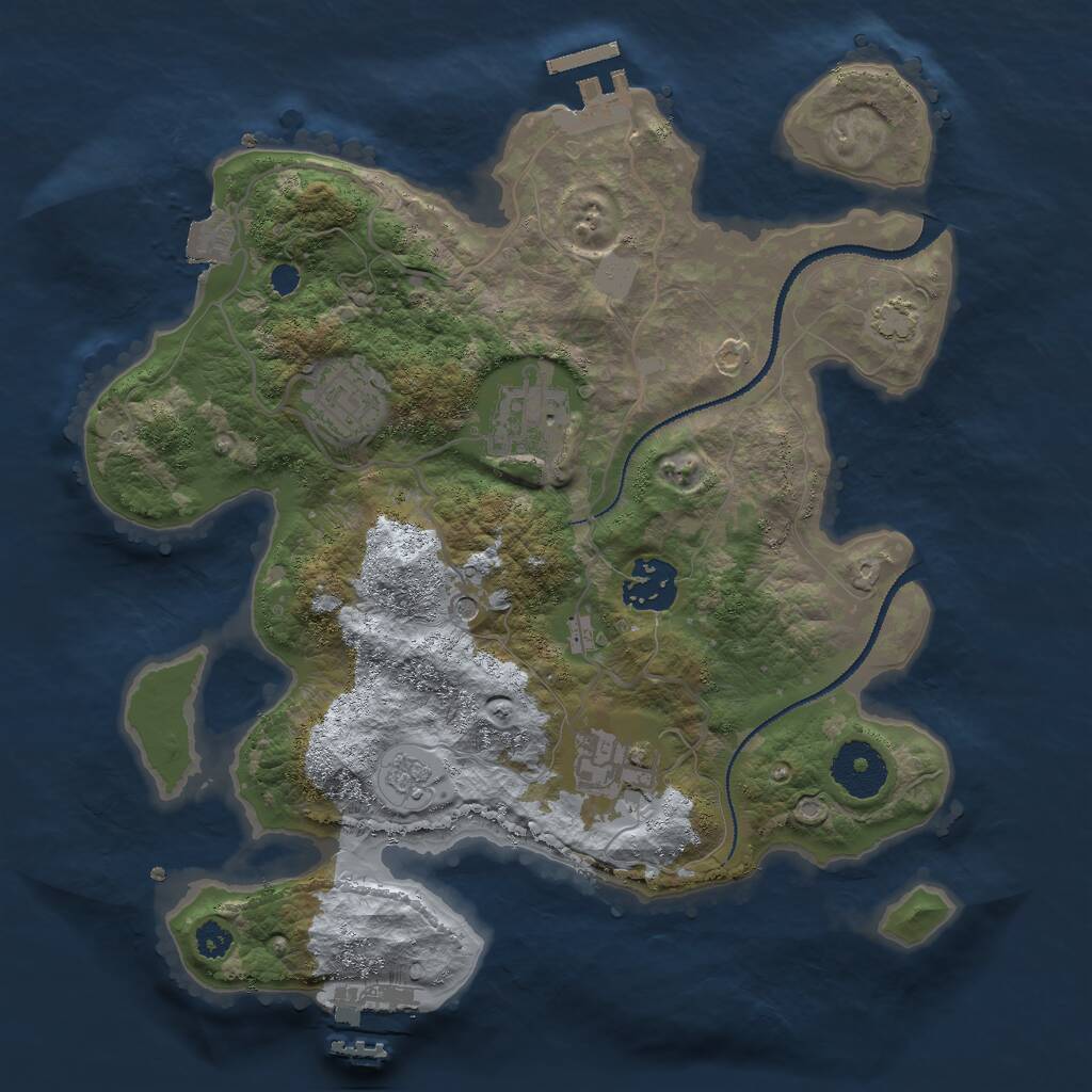 Rust Map: Procedural Map, Size: 3000, Seed: 2346240, 10 Monuments