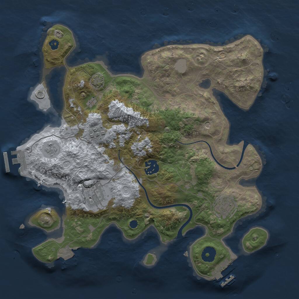 Rust Map: Procedural Map, Size: 3000, Seed: 2222971, 10 Monuments