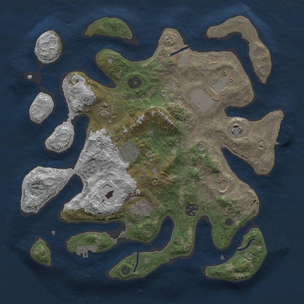 Rust Map: Procedural Map, Size: 3500, Seed: 1382413501, 16 Monuments