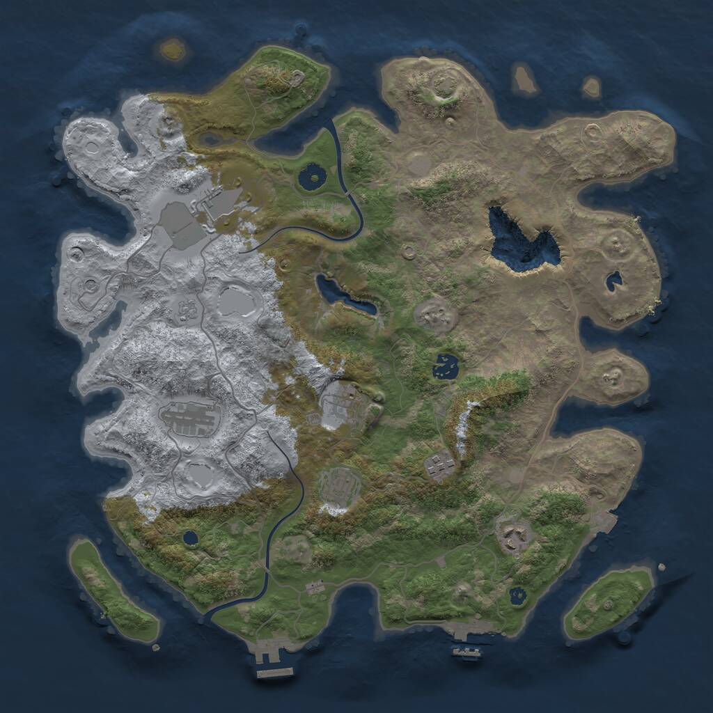 Rust Map: Procedural Map, Size: 4000, Seed: 457950405, 13 Monuments
