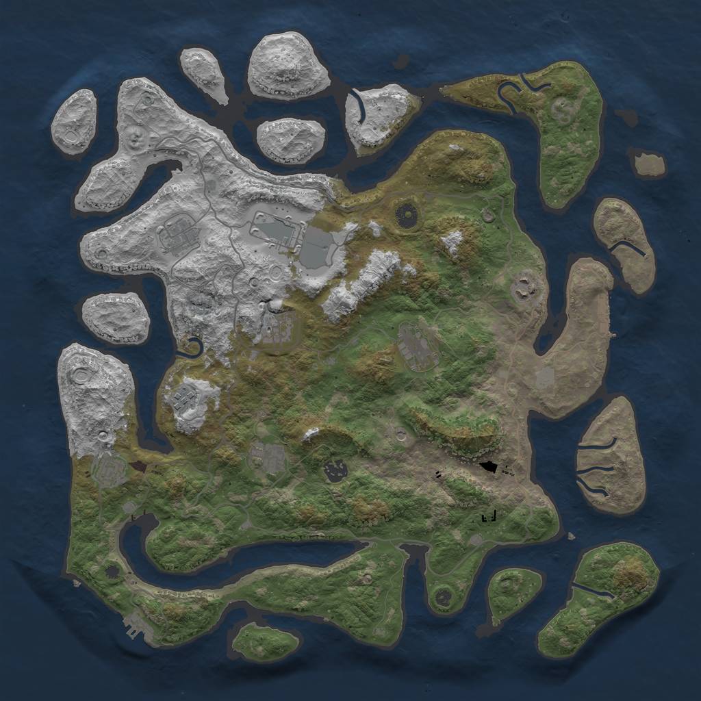 Rust Map: Procedural Map, Size: 4500, Seed: 36497, 17 Monuments
