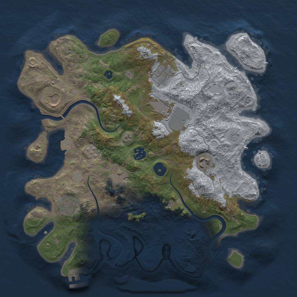 Rust Map: Procedural Map, Size: 3500, Seed: 222123, 13 Monuments