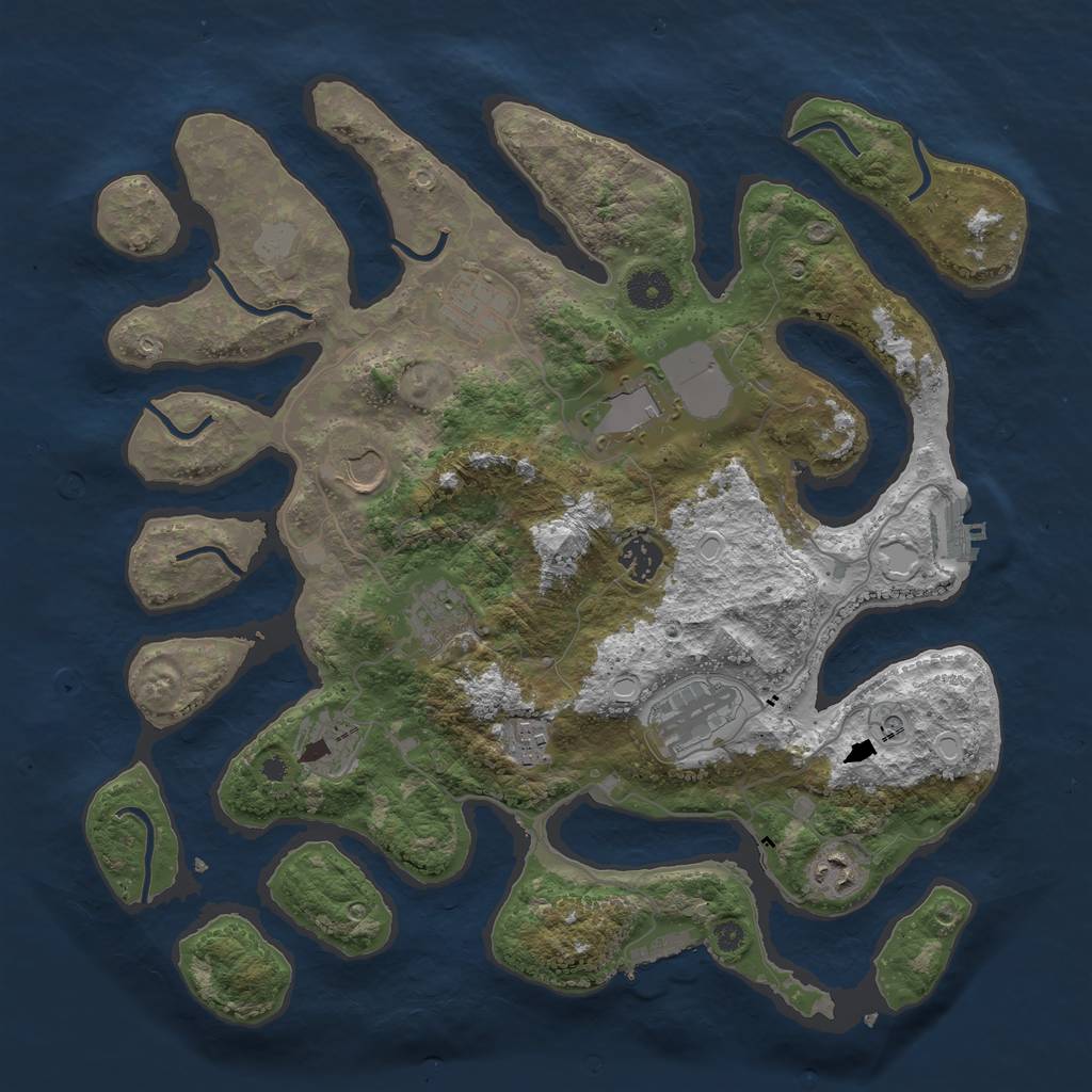 Rust Map: Procedural Map, Size: 3800, Seed: 543953802, 17 Monuments