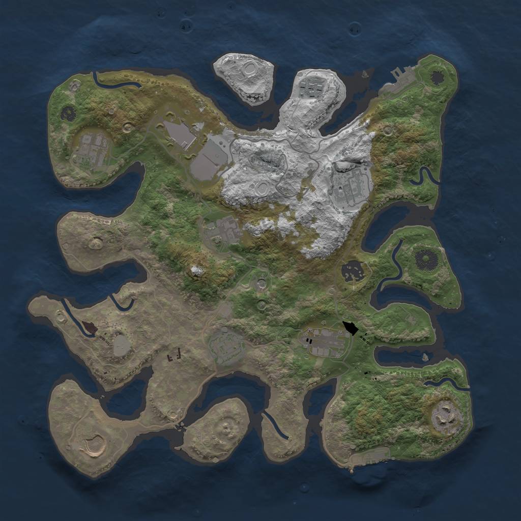 Rust Map: Procedural Map, Size: 3500, Seed: 5680, 18 Monuments