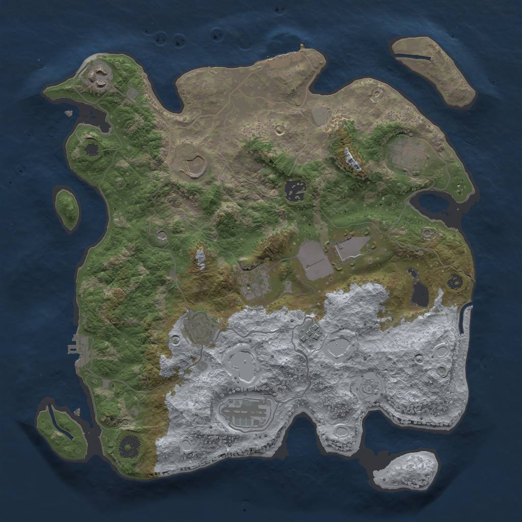 Rust Map: Procedural Map, Size: 3500, Seed: 161731063, 16 Monuments
