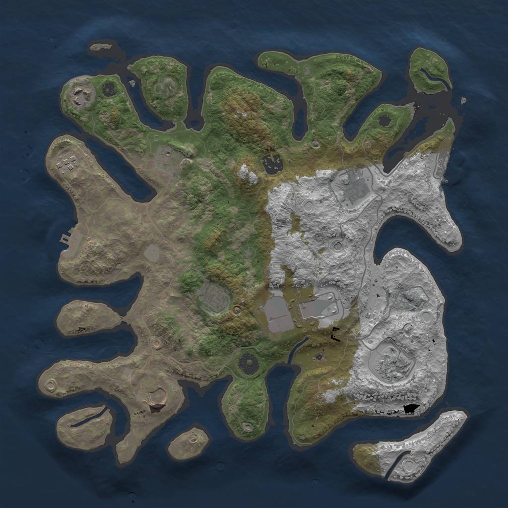Rust Map: Procedural Map, Size: 3700, Seed: 1392378640, 17 Monuments