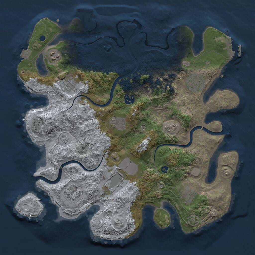 Rust Map: Procedural Map, Size: 3550, Seed: 210631, 15 Monuments