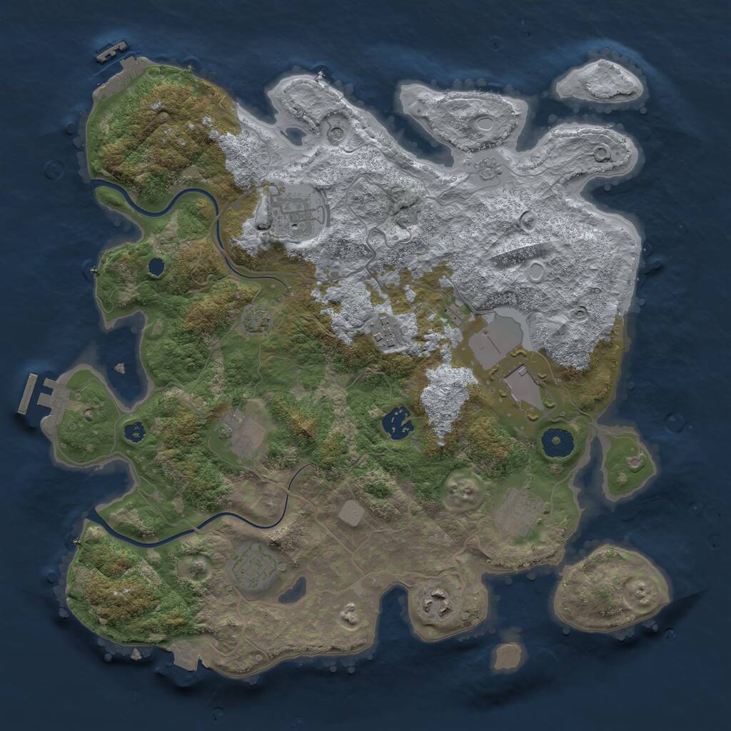 Rust Map: Procedural Map, Size: 3550, Seed: 207846, 14 Monuments