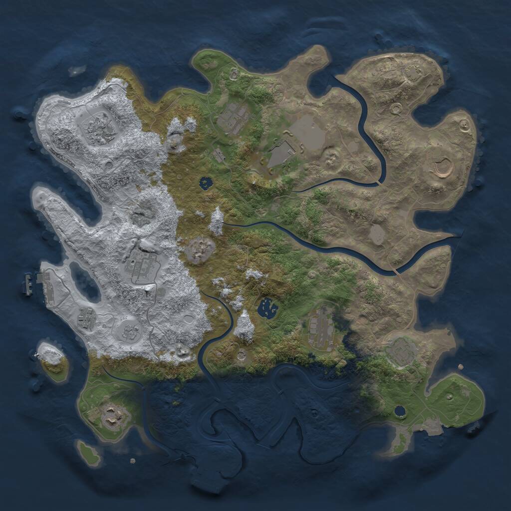 Rust Map: Procedural Map, Size: 3850, Seed: 2023829341, 16 Monuments