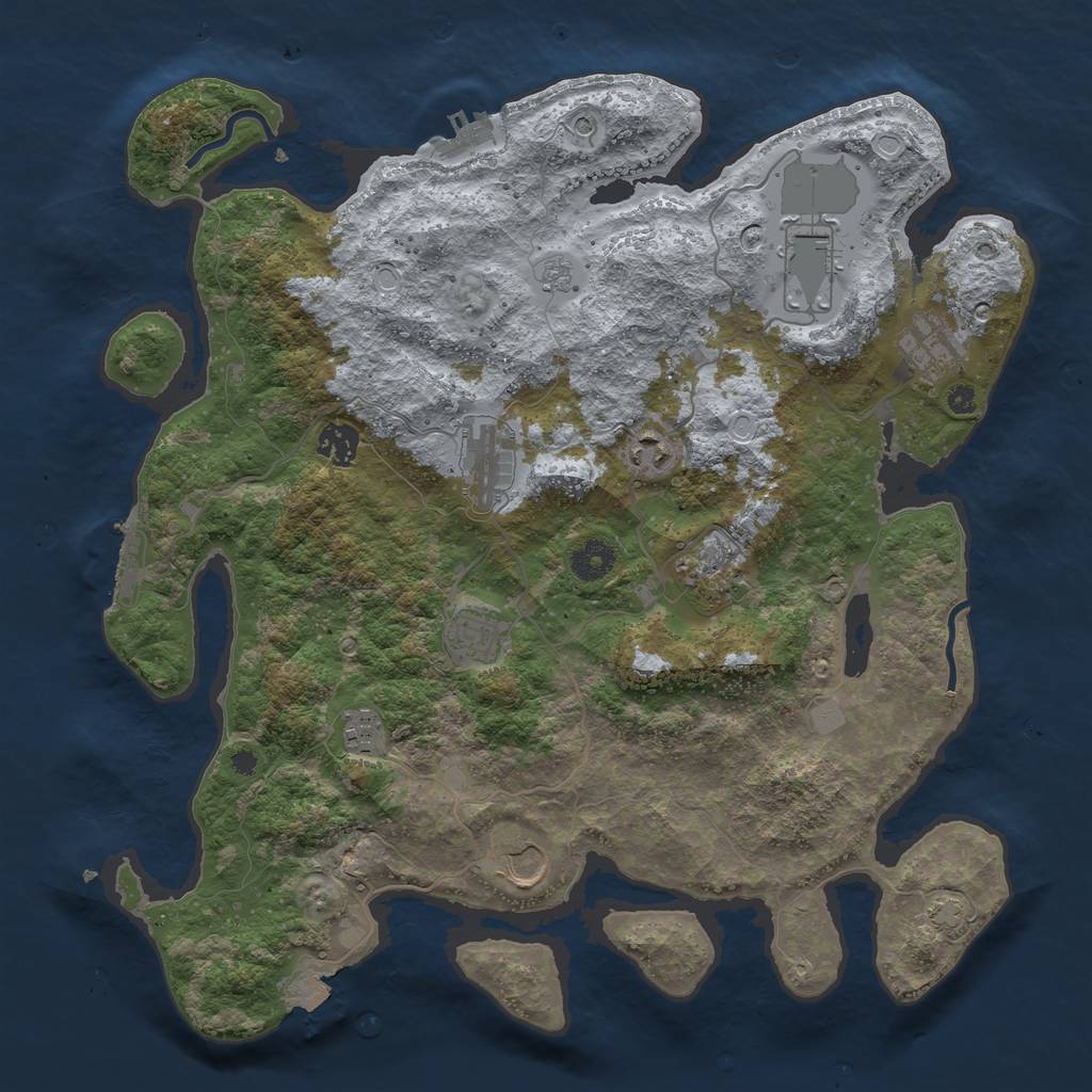 Rust Map: Procedural Map, Size: 3850, Seed: 1073971831, 17 Monuments