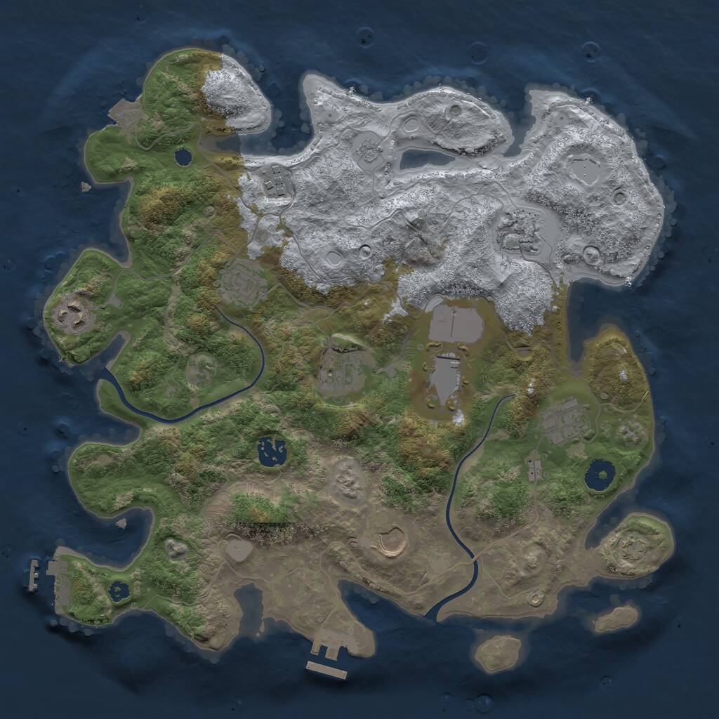Rust Map: Procedural Map, Size: 3550, Seed: 457465, 14 Monuments
