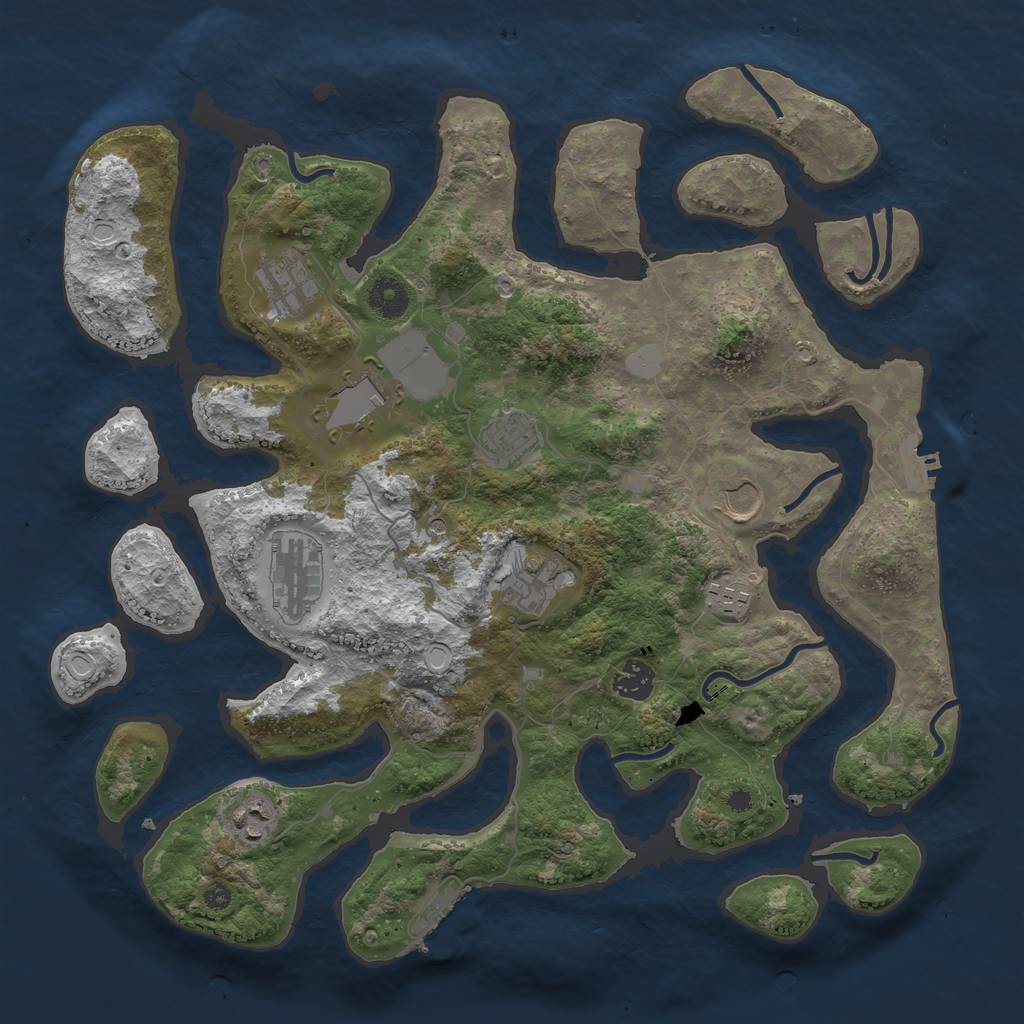 Rust Map: Procedural Map, Size: 3800, Seed: 132116, 17 Monuments