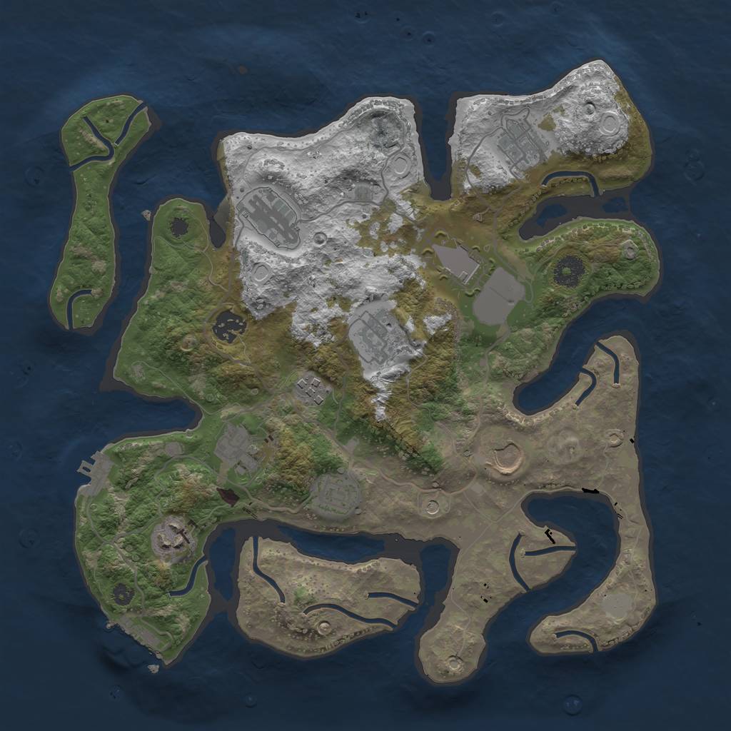 Rust Map: Procedural Map, Size: 3500, Seed: 1043883574, 18 Monuments