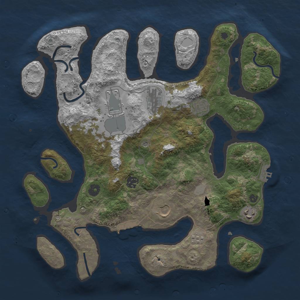 Rust Map: Procedural Map, Size: 3750, Seed: 614701267, 15 Monuments