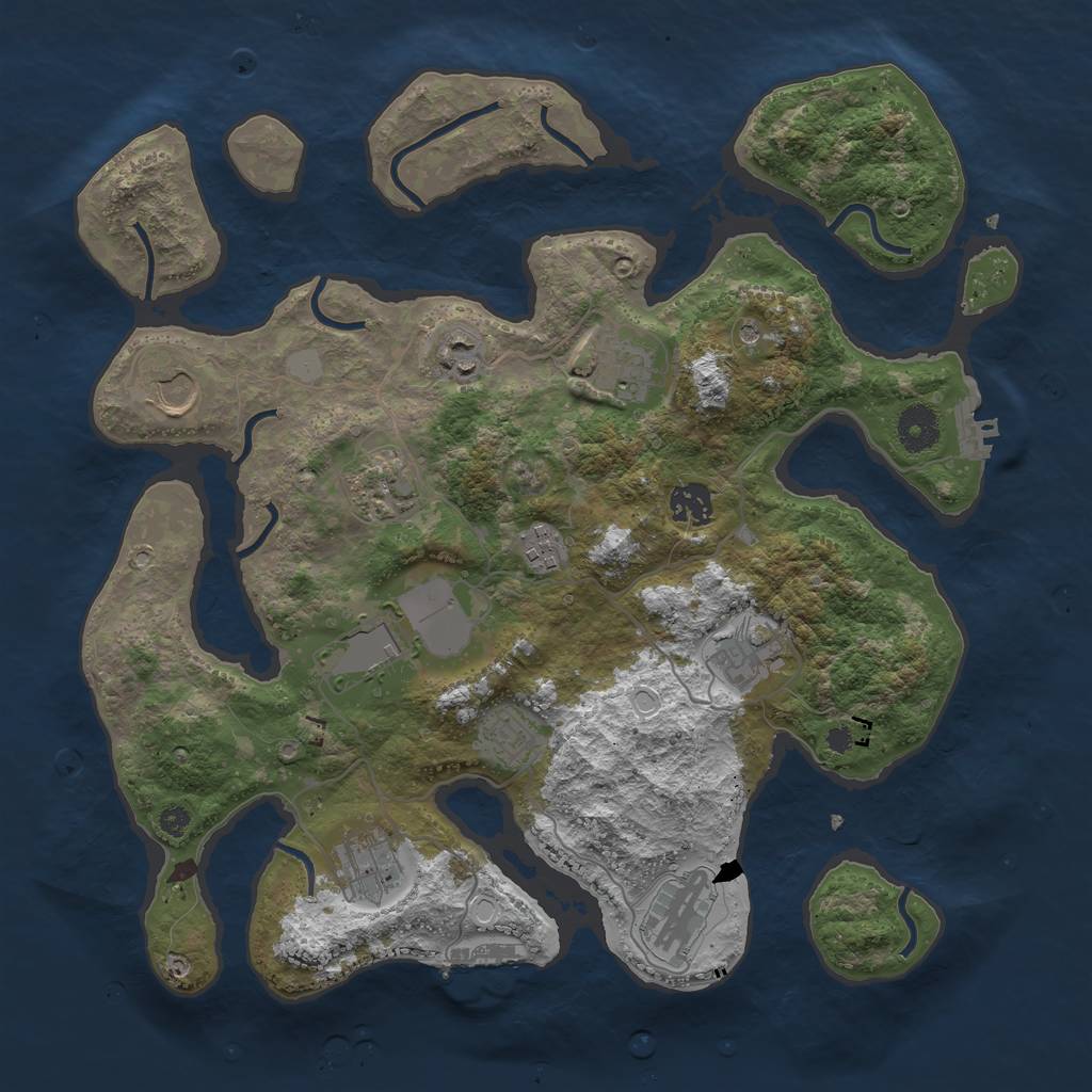 Rust Map: Procedural Map, Size: 3700, Seed: 1281484732, 19 Monuments