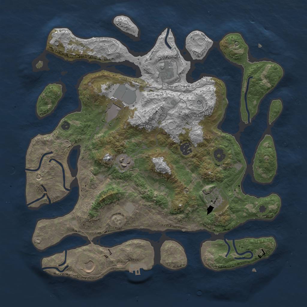 Rust Map: Procedural Map, Size: 3750, Seed: 1515149277, 13 Monuments