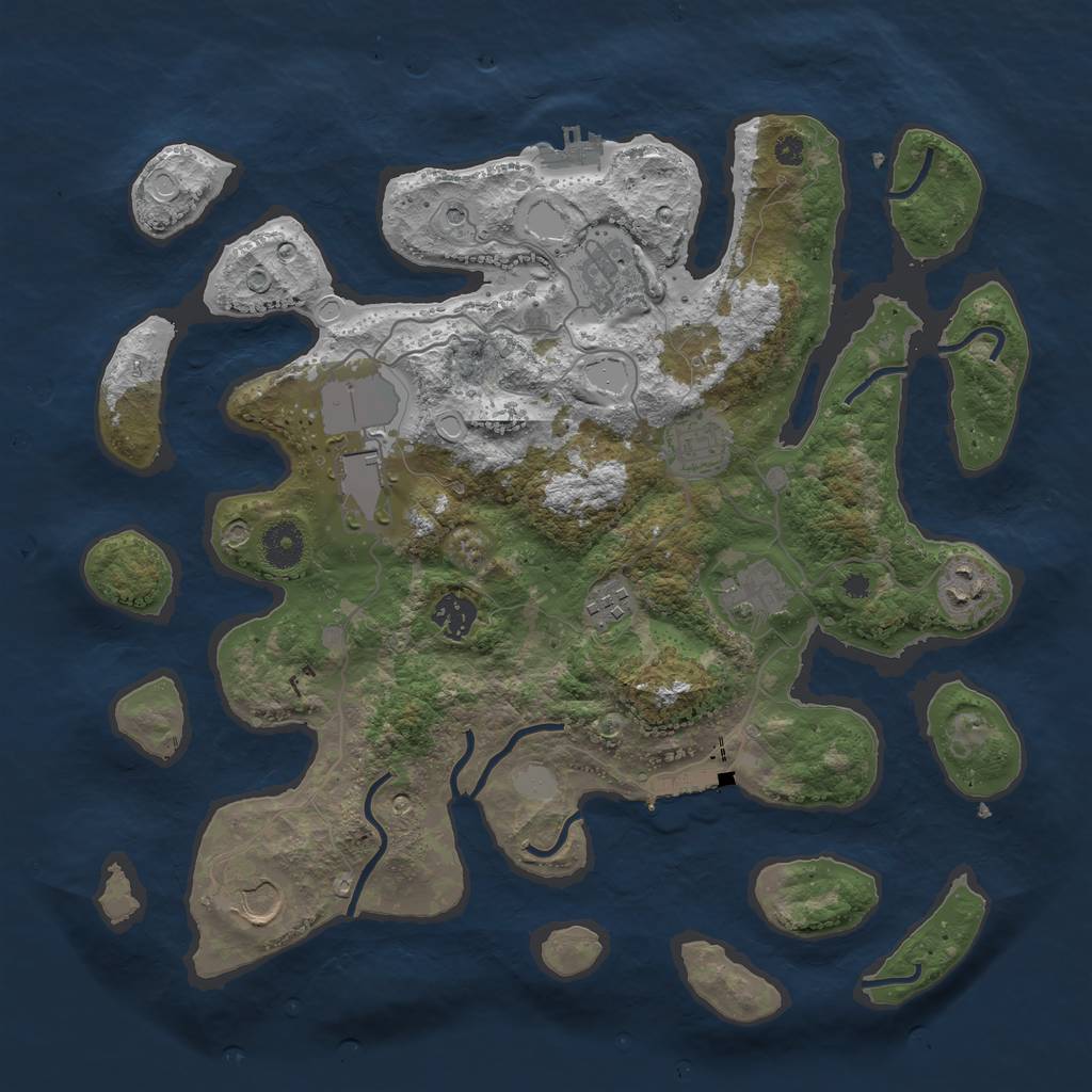 Rust Map: Procedural Map, Size: 3750, Seed: 9189, 16 Monuments