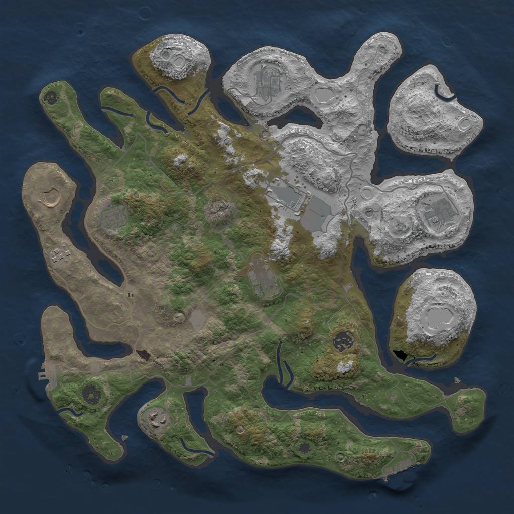 Rust Map: Procedural Map, Size: 4000, Seed: 763, 17 Monuments