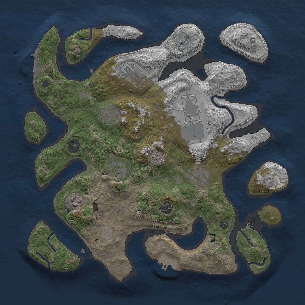Rust Map: Procedural Map, Size: 3500, Seed: 1535604917, 15 Monuments