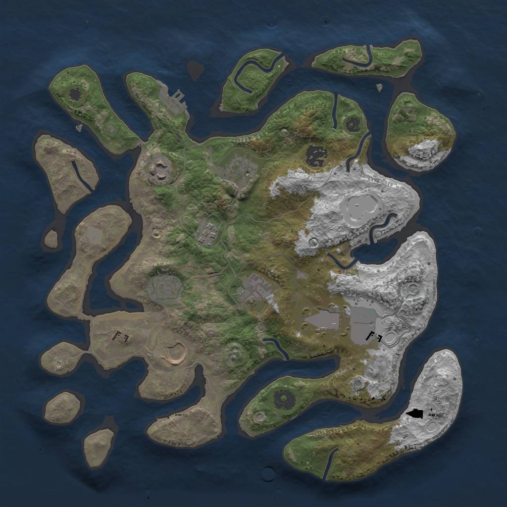 Rust Map: Procedural Map, Size: 3501, Seed: 7125678, 15 Monuments