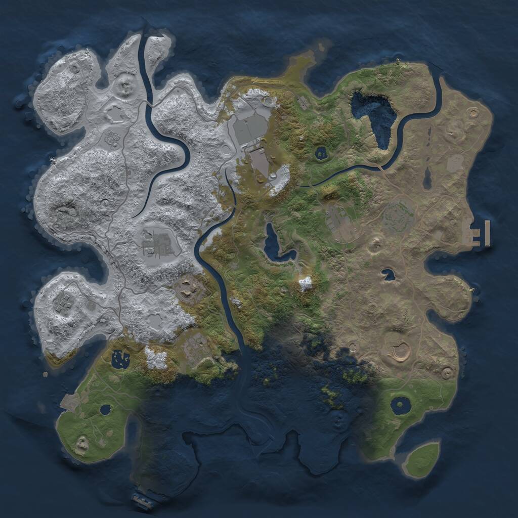 Rust Map: Procedural Map, Size: 4000, Seed: 190055, 15 Monuments