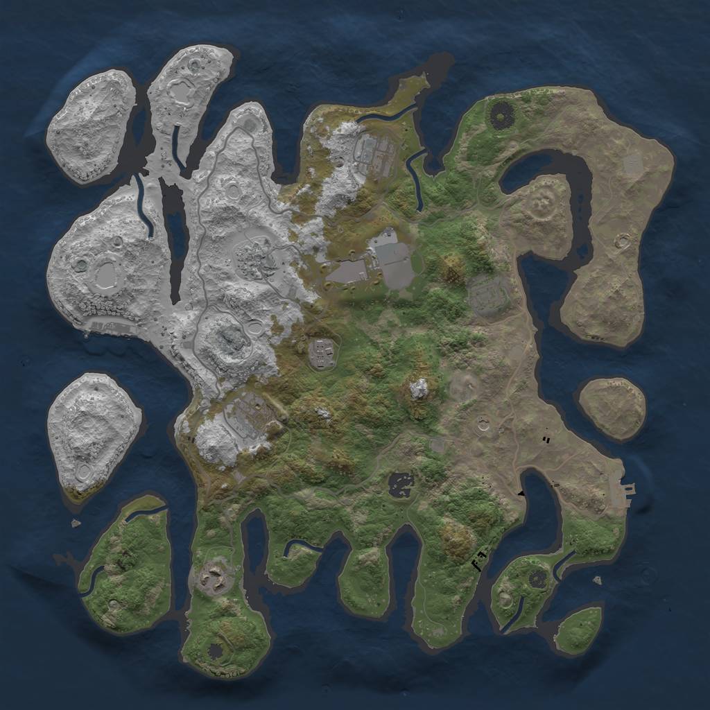 Rust Map: Procedural Map, Size: 4000, Seed: 190055, 16 Monuments