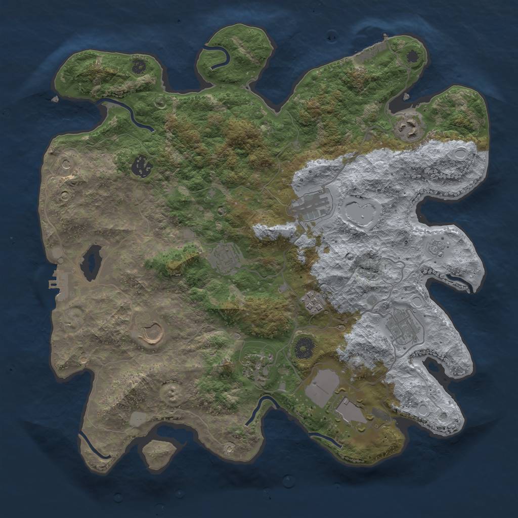 Rust Map: Procedural Map, Size: 3700, Seed: 537474361, 16 Monuments