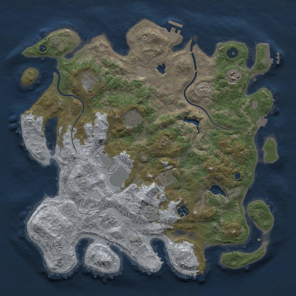 Rust Map: Procedural Map, Size: 4000, Seed: 351990, 14 Monuments