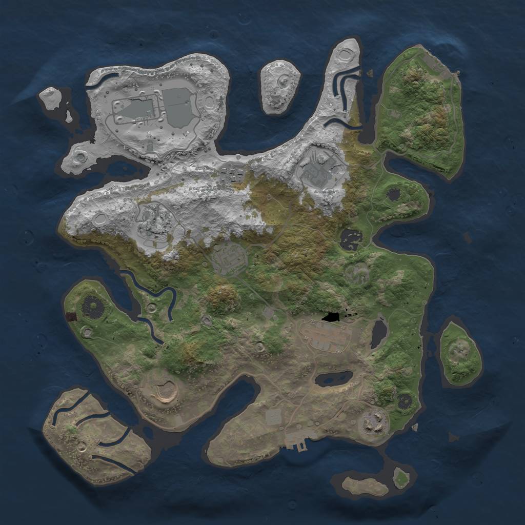 Rust Map: Procedural Map, Size: 3500, Seed: 533378472, 16 Monuments
