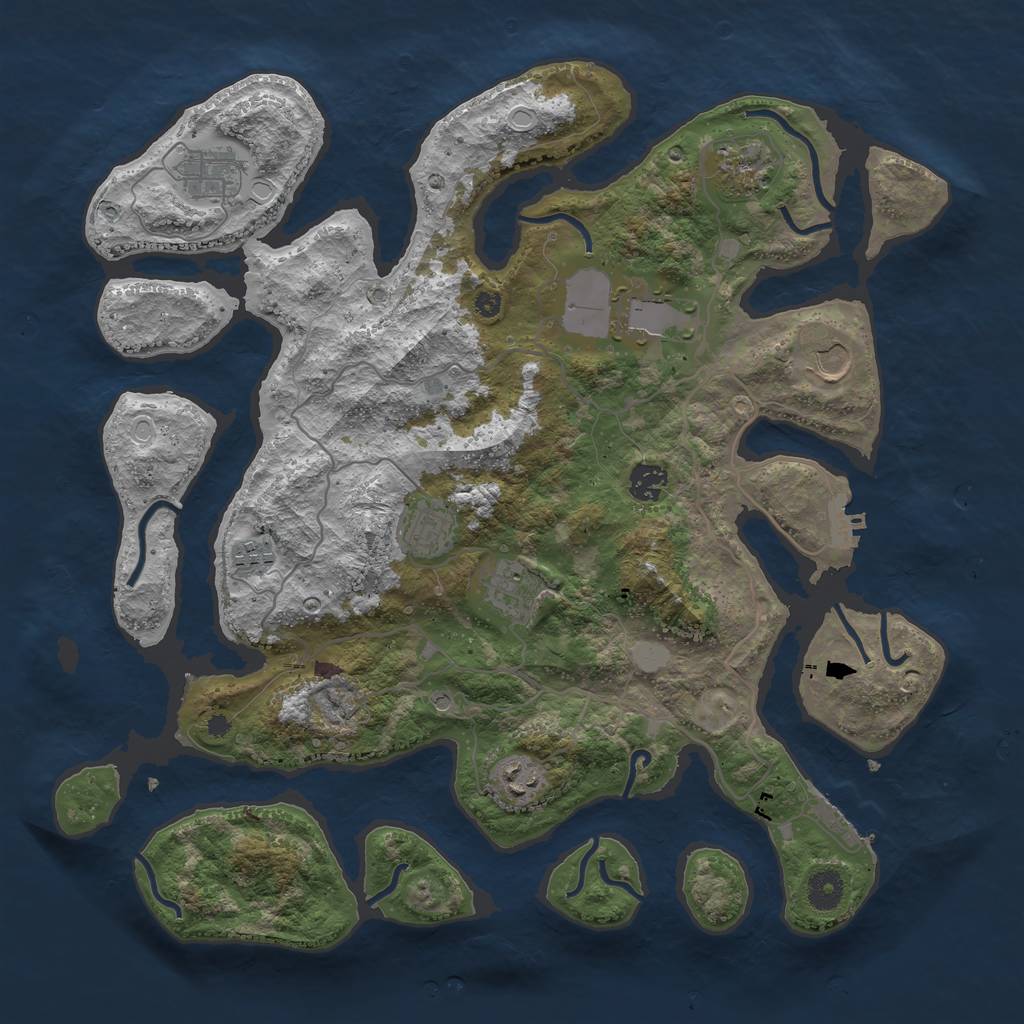 Rust Map: Procedural Map, Size: 4000, Seed: 628748, 17 Monuments